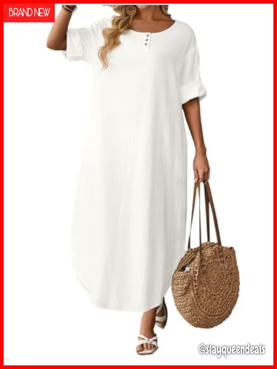 Dresses & Skirts - Celmia Women's 100% Cotton Maxi Dress with Pockets Casual Boho
